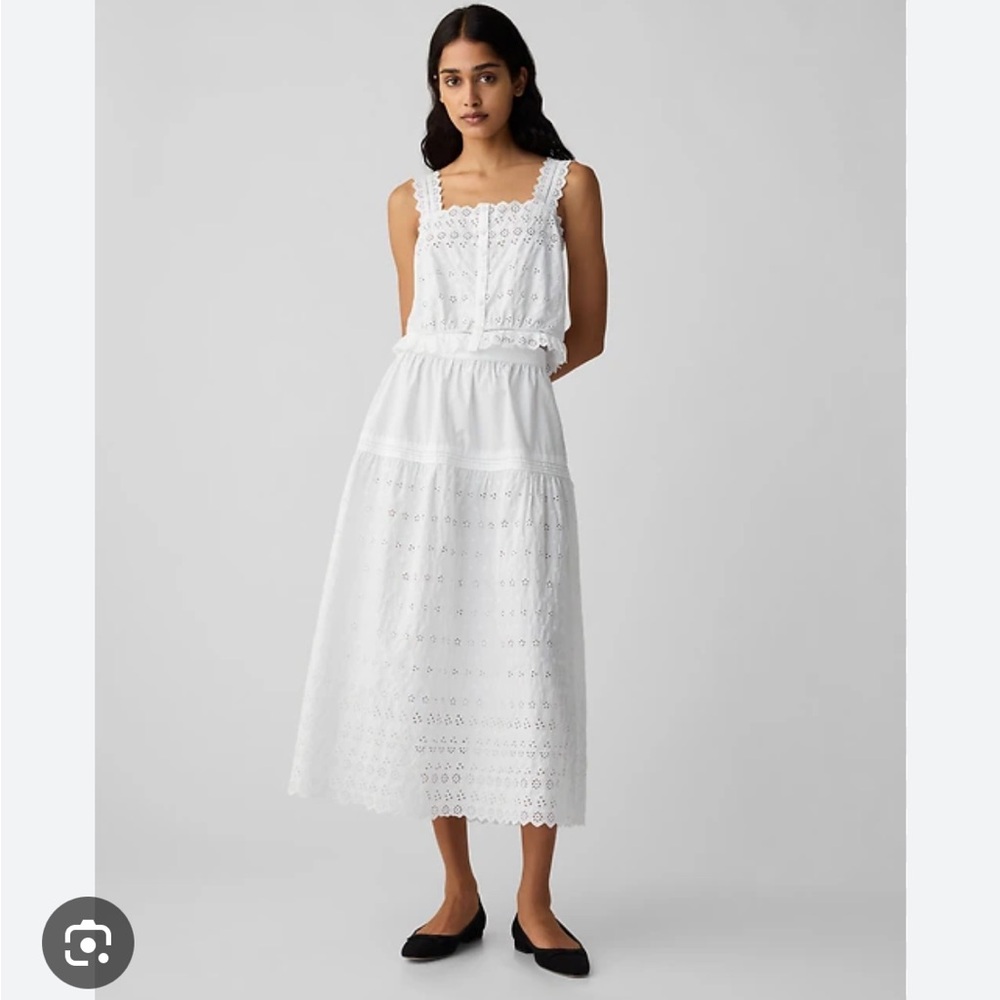 Gap Doen White Eyelet Midi Skirt